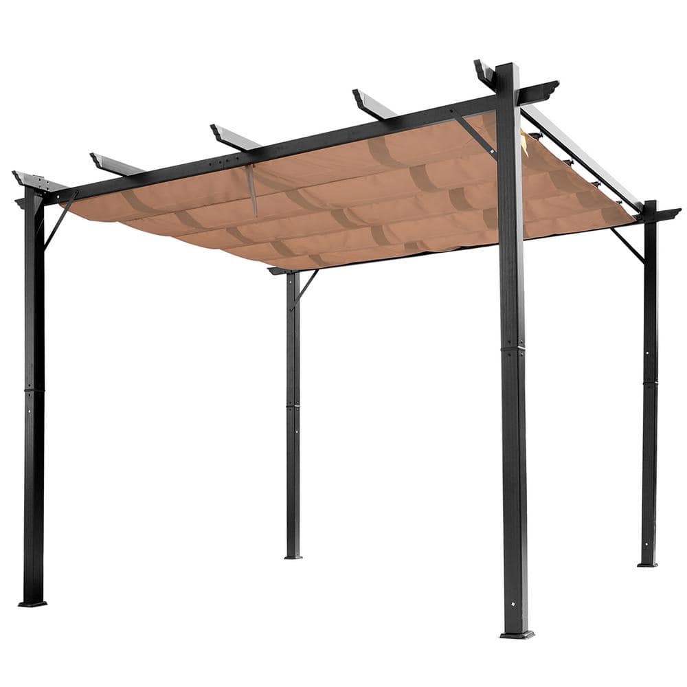 Charcoal Grey Aluminum Pergola with Retractable Canopy