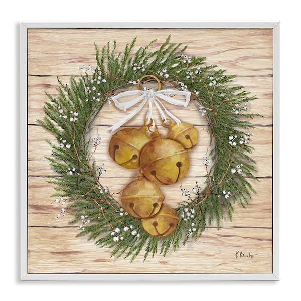 Winter Bells Wreath by Paul Brent White Framed Nature Giclee Art Print 12 in. x 12 in.