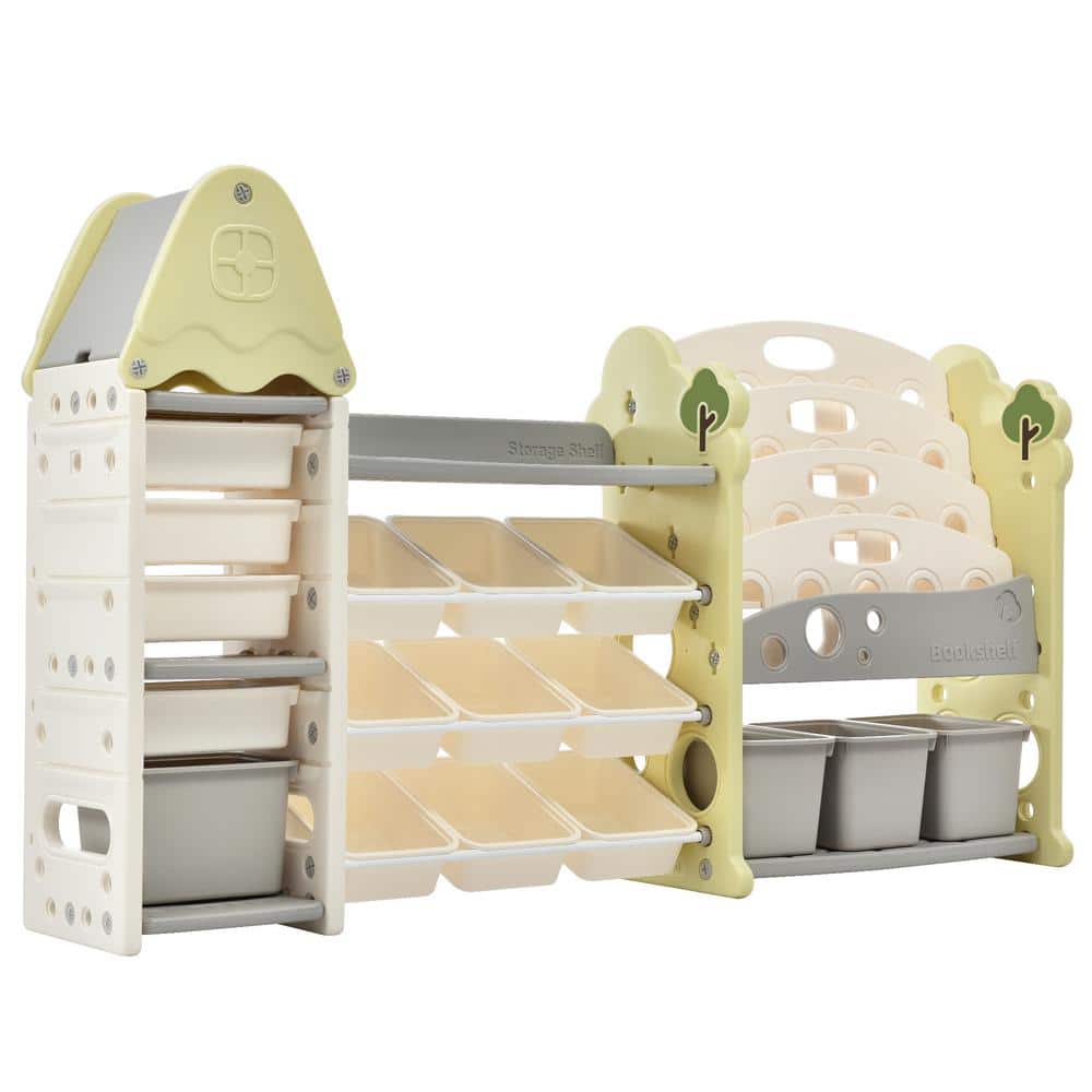 Light Green Multi-functional Kids Toy Storage Organizer with with 17 Bins a