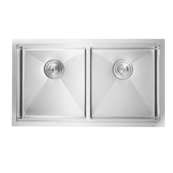 35.43 in. Drop-In Single Bowl No Gauge Applicable Silver Stainless Steel Kitchen Sink and Bottom Grids