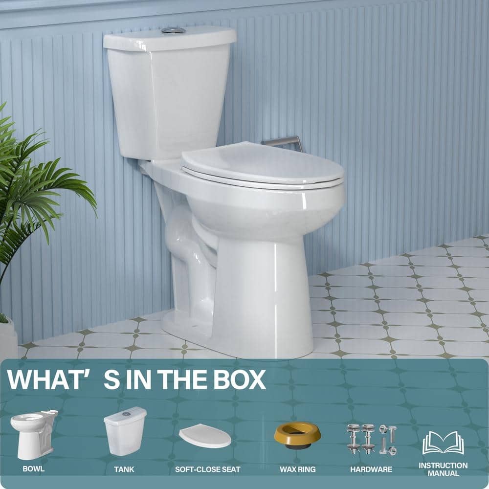 19 in. White Vitreous China Dual Flush Elongated Toilet