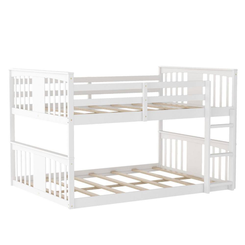 HomeRoots Amelia White Wood Frame Full Platform Bed with Ladder ...