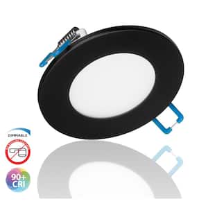 DLE Series 3 in. 2700K Black Integrated LED Recessed Canless Downlight with Trim