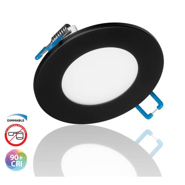 NICOR DLE Series 3 in. 5000K Black Integrated LED Recessed Canless Downlight with Trim