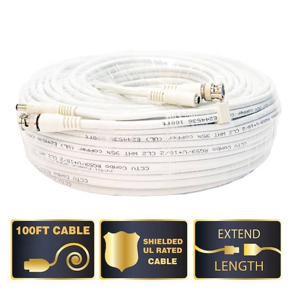 Q-SEE 100 ft. Shielded Video and Power BNC Male Cable with 2 Female Connector