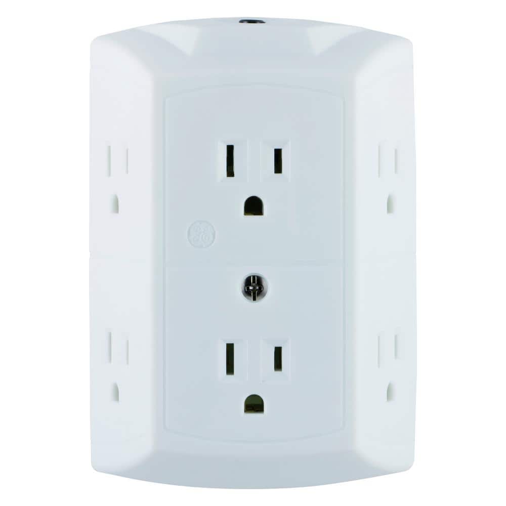 6 Outlet Electrical Power Grounded Wall Socket Tap New 