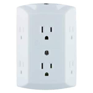 6-Outlet Grounded Tap with Resettable Circuit Breaker, White
