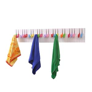 31.5 in. X 5.9 in. X 1.6 in. Wall-Mounted Coat and Hat Hooks, Collapsible Hook, MDF, Colorful