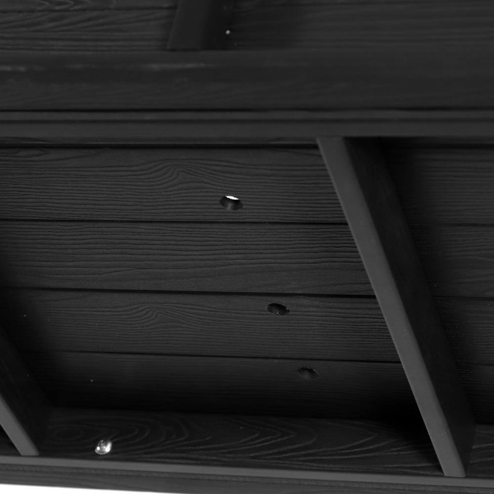 Black Elevated Poly Raised Garden Bed with Storage Shelf