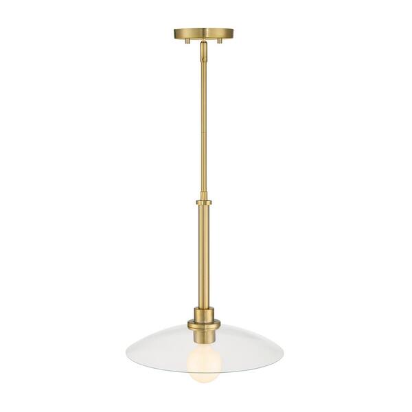 Designers Fountain - Litto 60-Watt 1-Light Brushed Gold Modern Pendant Light with Clear Glass Shield and No Bulbs Included