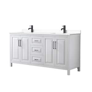 Daria 72 in. W x 22 in. D x 35.75 in. H Double Bath Vanity in White with White Cultured Marble Top
