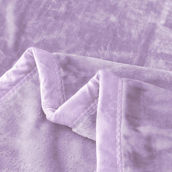JML Light Purple Reversible Microfiber Fleece Blanket 79 in. x 91