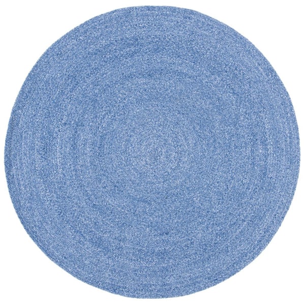 SAFAVIEH Braided Blue 9 ft. x 9 ft. Round Solid Area Rug