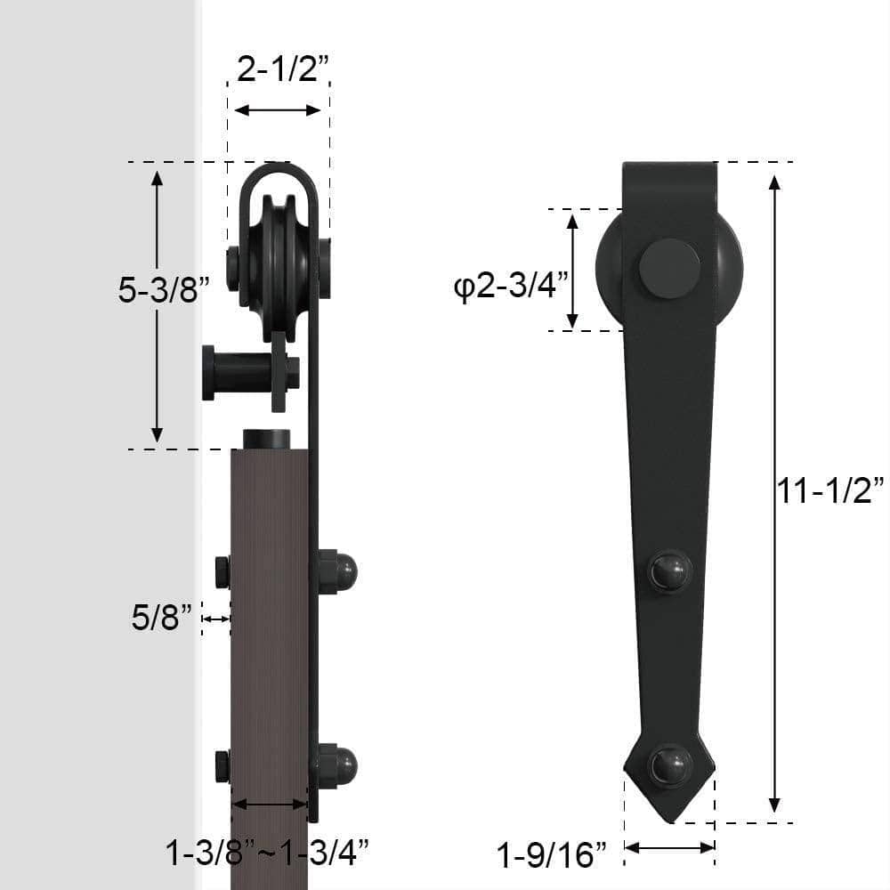 60-inch Matte Black Steel Sliding Barn Door Hardware Kit