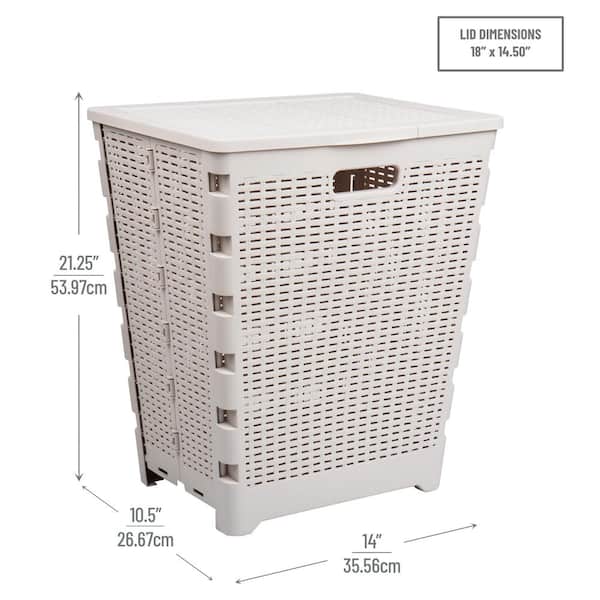 Mind Reader Ivory 21.25 in. H x 14.5 in. W x 18 in. L Plastic 61L Foldable  Laundry Hamper with Lid FOLHAMP61-IVO - The Home Depot