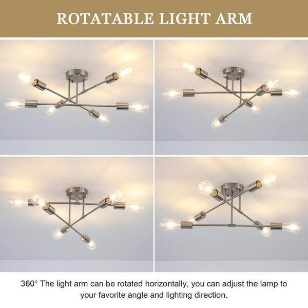 LWYTJO 20.66 in. 6-Light Nickel Dimmable Sputnik Chandelier LWYTJO 20.66 in. 6-Light Nickel Dimmable Sputnik Chandelier