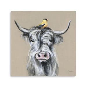 Brown Cute Highland Cow by Janet Tava 1-piece Giclee Unframed Animal Art Print 20 in. x 20 in