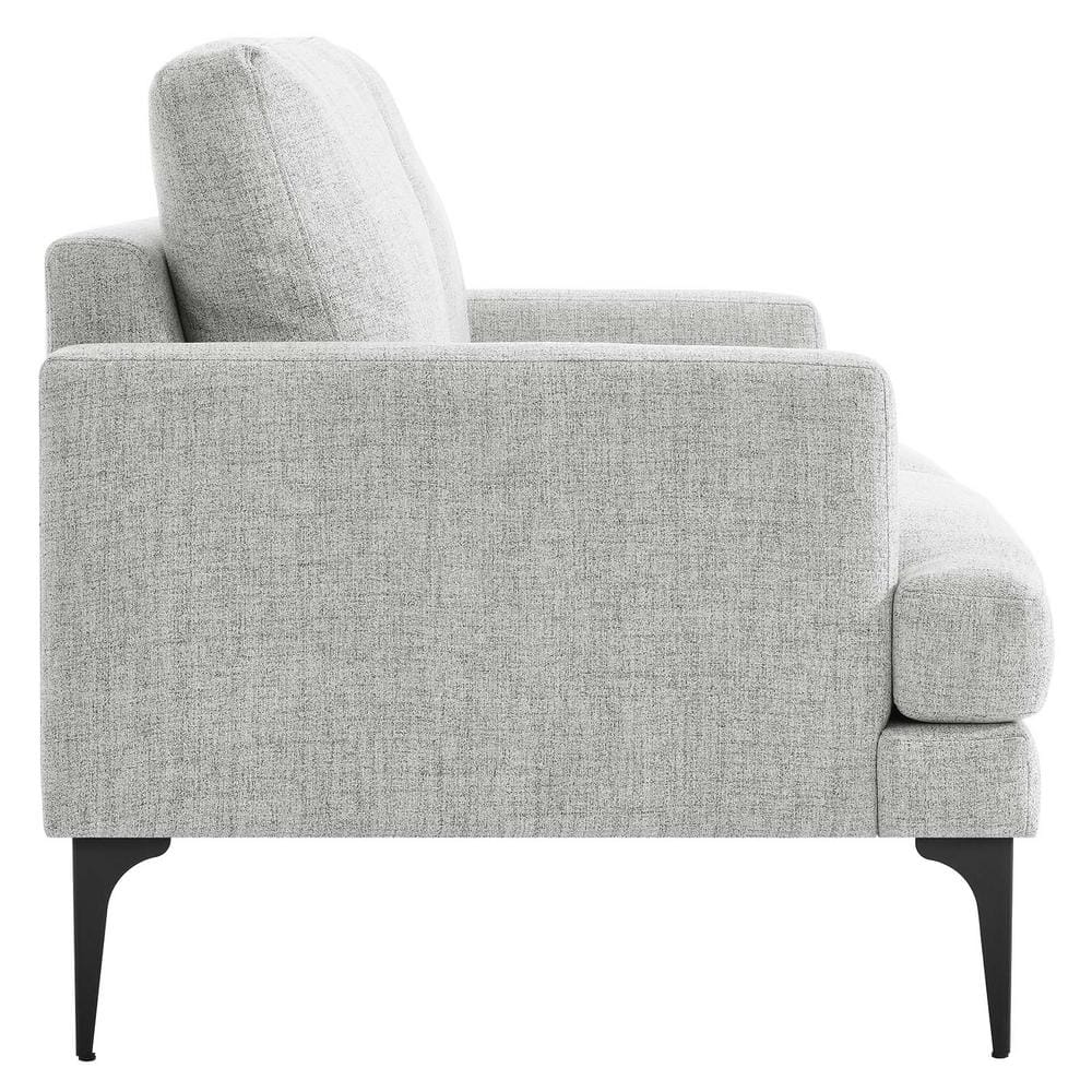 Light Gray Upholstered Fabric Loveseat with Metal Legs