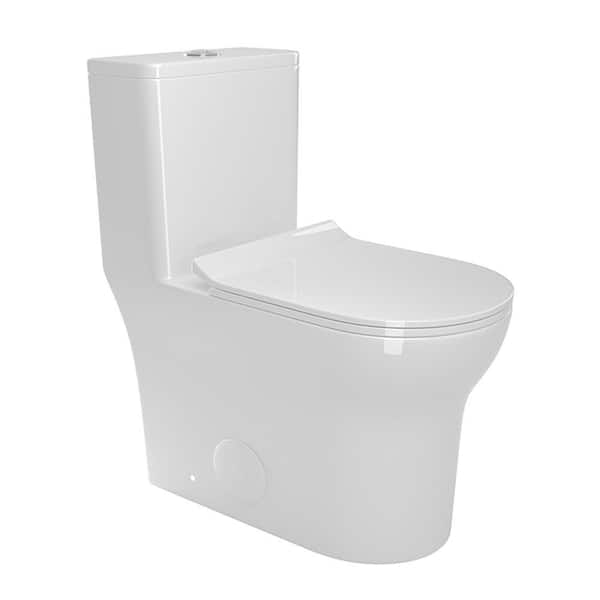 1-Piece 12 Rough in Size 1.1/1.60 GPF Powerful Dual Flush Elongated Toilet in Glossy White CUPC Seat Included
