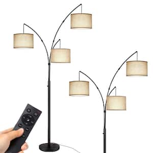 80 in. H Black Matte Finish 3-Arc Floor Lamp with Rotary Switch And Remote Control