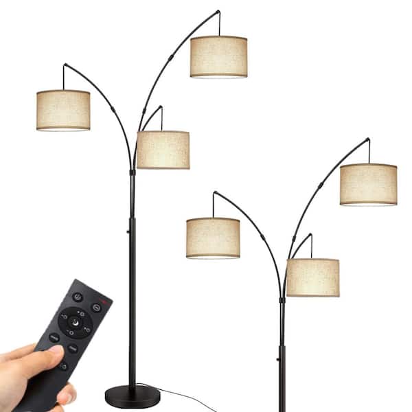 Moxyrano 80 in. H Black Matte Finish 3-Arc Floor Lamp with Rotary Switch And Remote Control