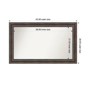 Rustic Pine Brown 43.5 in. x 26.5 in. Custom Non-Beveled Wood Framed Batthroom Vanity Wall Mirror