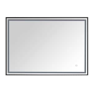LED 39 in. W x 27.5 in. H Rectangular Stainless Steel Framed Dimmable Wall Bathroom Vanity Mirror in Matte Black