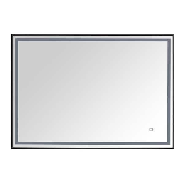 Avanity LED 39 in. W x 27.5 in. H Rectangular Stainless Steel Framed Dimmable Wall Bathroom Vanity Mirror in Matte Black
