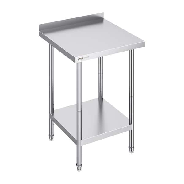 VEVOR 24 in. x 24 in. x 36 in. Silver Stainless Steel Commercial Kitchen Prep Table with Adjustable Height for Restaurant