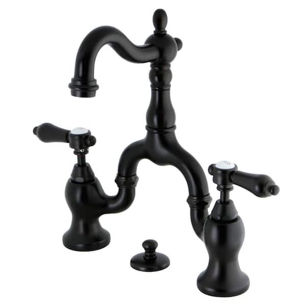 Kingston Brass Heirloom 2-Handle 8 in. Bridge Bathroom Faucets with Brass Pop-Up iin Oil Rubbed Bronze