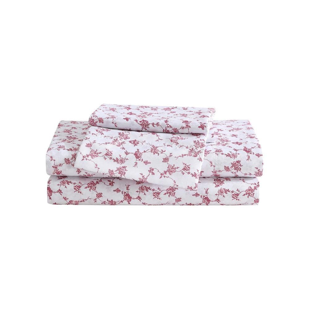 Queen Pink Floral Microfiber Sheet Set