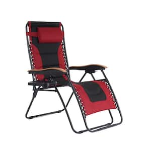 Seymo Red Folding Padded Zero Gravity Metal Frame Outdoor Lounge Chair in
