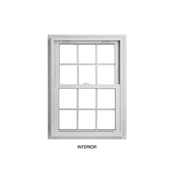 American Craftsman 35.75 in. x 48 in. 70 Series LowE SC Argon Glass Double Hung White Vinyl Fin Window with Grids, Screen Incl