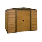 Arrow Woodridge 10 ft. W x 6 ft. D Wood-grain Galvanized Metal Storage ...