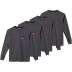 Men's Large Gray Heavy-Duty Cotton/Polyester Long-Sleeve Pocket T-Shirt (4-Pack)