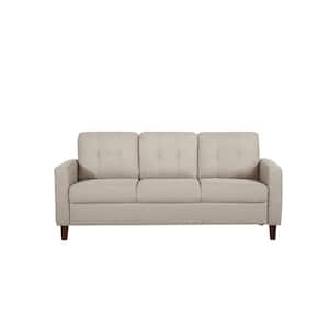 Rossetti 77 in Beige 3-Seats Linen Mid-Century Tufted Sofa