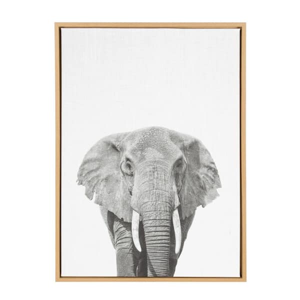 Kate and Laurel 33 in. x 23 in. "Elephant Portrait" by Tai Prints Framed Canvas Wall Art