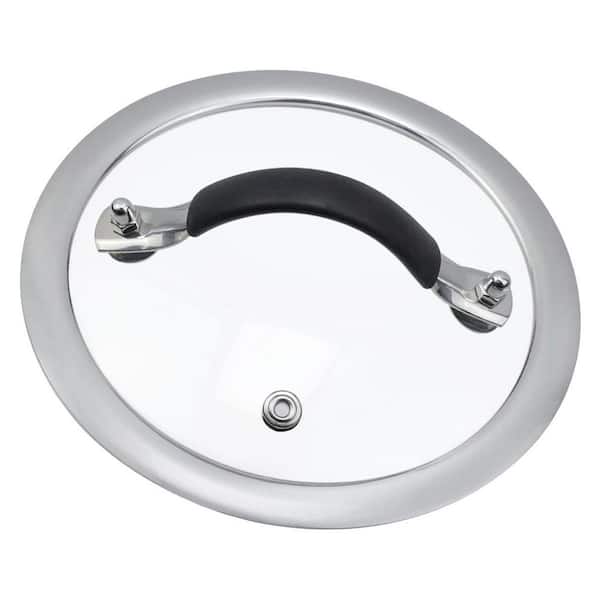 6 in. Tempered Glass Universal Pot Pan Lid Stainless Steel Rim with Air Vent Silicone Handle for Cookware