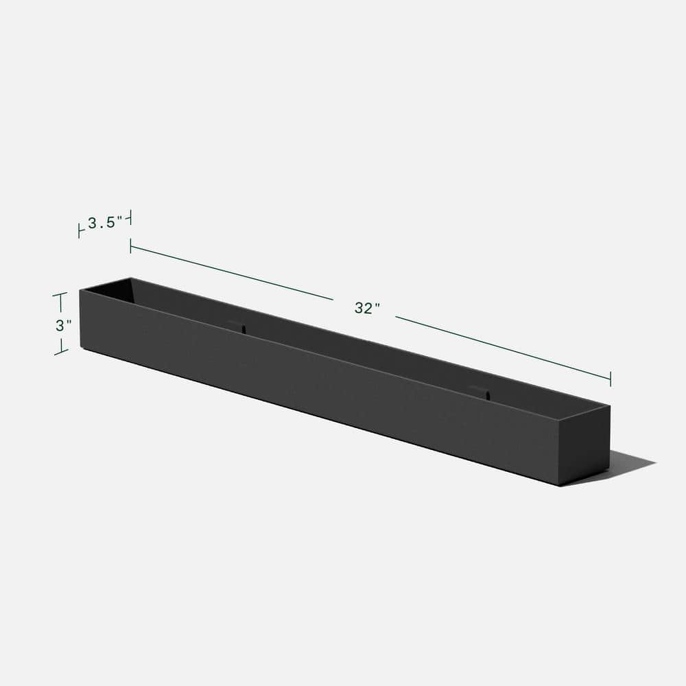 Geo Black Plastic-Stone Composite Trough Planter, 32''