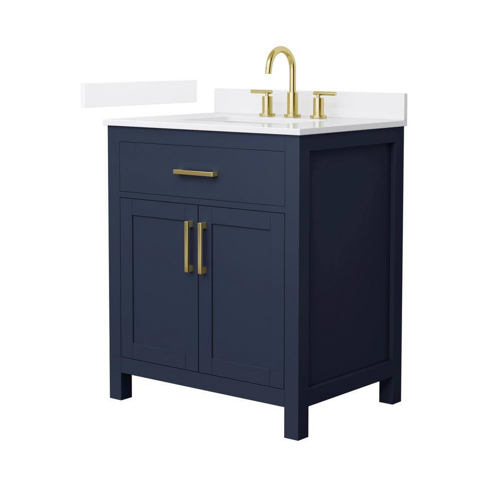 Beckett 30" Dark Blue Freestanding Vanity with White Quartz Top