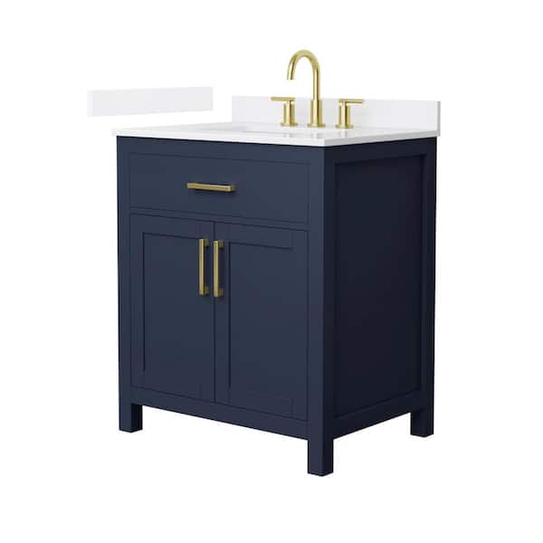 Beckett 30 in. Single Freestanding Dark Blue Bath Vanity with White Quartz Top (Assembled)