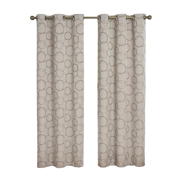 Eclipse Meridian Thermaback Linen Polyester Geometric 42 in. W x 84 in. L Lined Grommet Blackout Curtain