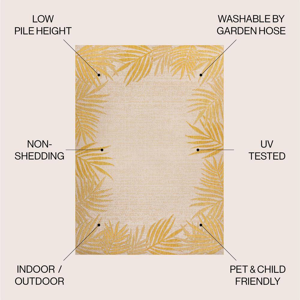 Isla Yellow and Cream Synthetic 4' x 6' Reversible Area Rug