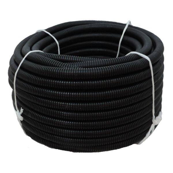 1/2 in. Dia. x 100 ft. Black Flexible Corrugated Polyethylene Non Split Tubing and Convoluted Wire Loom