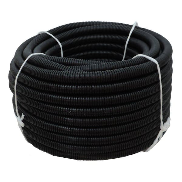 1 in. Dia. x 100 ft. Black Flexible Corrugated Polyethylene Non Split Tubing and Convoluted Wire Loom