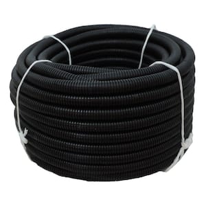 1 in. Dia. x 100 ft. Black Flexible Corrugated Polyethylene Non Split Tubing and Convoluted Wire Loom