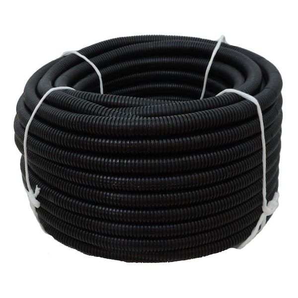 UV Stabilized 2 dia x 25 ft, Black HydroMaxx Flexible Corrugated PVC Non-Split Tubing and Convoluted Wire Loom Rated for Outdoor Use 