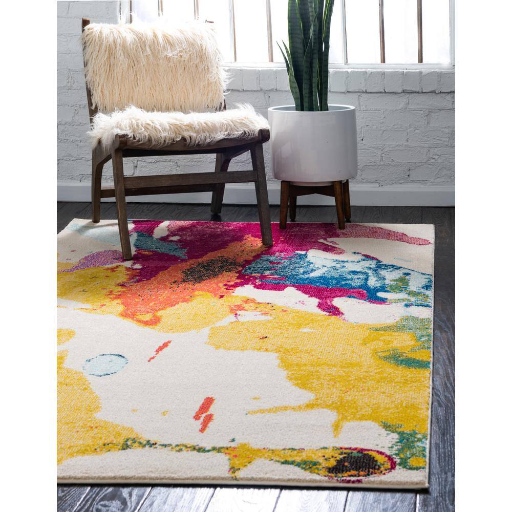 Catalan Beige and Multicolor Abstract Rectangular Area Rug