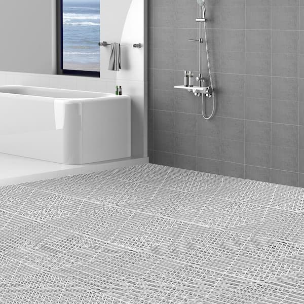 Interlocking Tile 55PCS Grey, Drainage Tiles 12x12x0. 6 in. Soft PVC Interlocking Floor Tiles, Non-Slip Holes 55 sq.ft