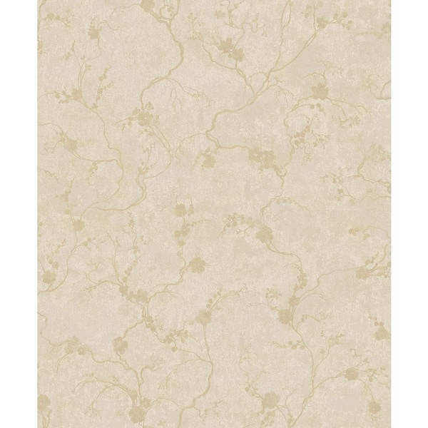 A-Street Prints Mahina Gold Floral Vine Non-Woven Paper
